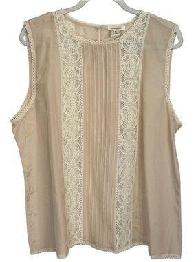 Sundance Beige Peach XL Sheer Silk/Cotton Lace Boho Cottagecore Tunic Top